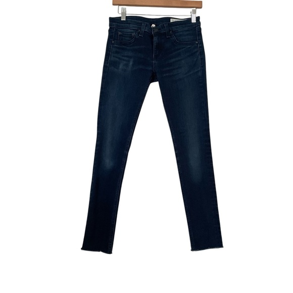Rag & Bone Jeans Sz 26 Blue Skinny Classic Comfort Denim Stretch Raw Hem Ankle - Picture 1 of 9